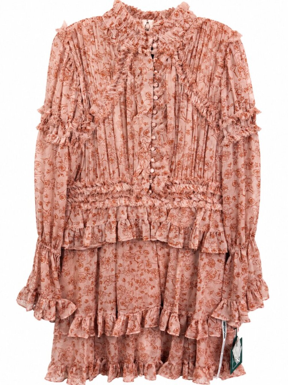 Ieena for Mac Duggal Floral Ruffle Mini Dress, Dusty Rose